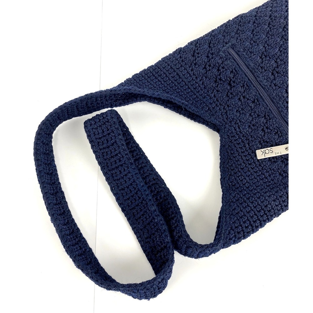 The Sak Crochet Shoulder Bag Dark Navy Blue Purse Satchel Nylon Medium - Large - Picture 6 of 8